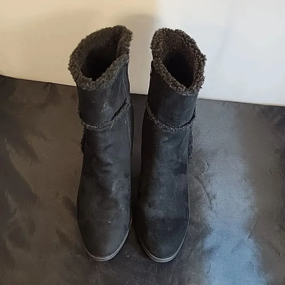 BRAND NEW SHOEDAZZLE NIKKIA ZIP CLOSURE SUEDE INSIDE FAUX FUR HIGH HEEL BOOT